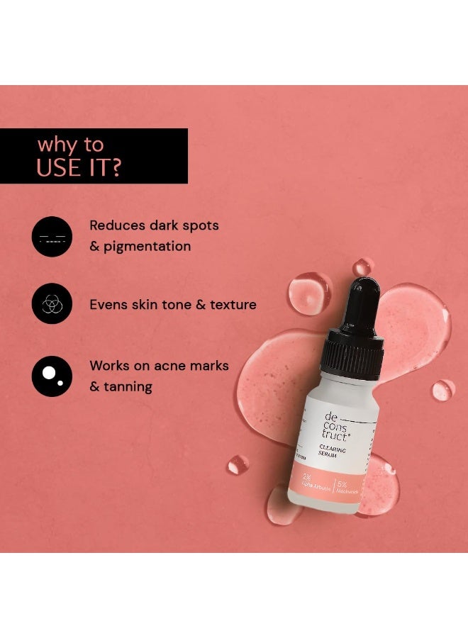 Deconstruct 5% Niacinamide Face Serum | + 2% Alpha Arbutin Face Serum | Clearing Serum for Pigmentation, Acne Marks, Dark Spots, Tanning | For Oily & Sensitive Skin | 10 ml - Image 4